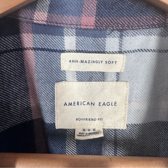 American Eagle Womens Boyfriend Fit Plaid Button Down Shirt Size Medium Soft - Picture 5 of 5